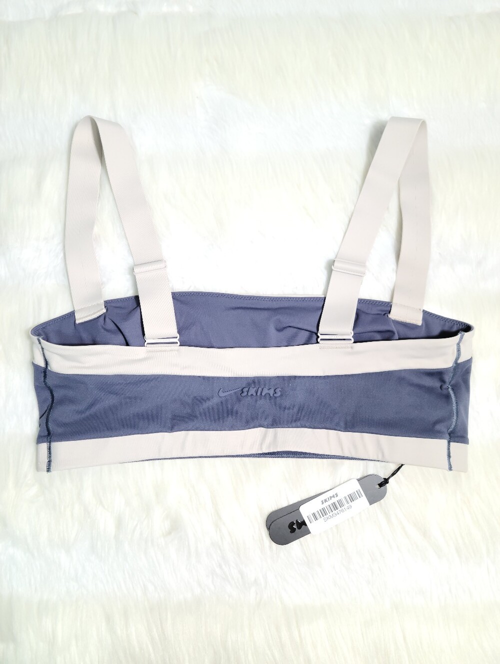 Nike SKIMS Matte Shine Mix Straight Neck Bra Deep Royal Stone Women Medium NEW - Picture 2 of 5